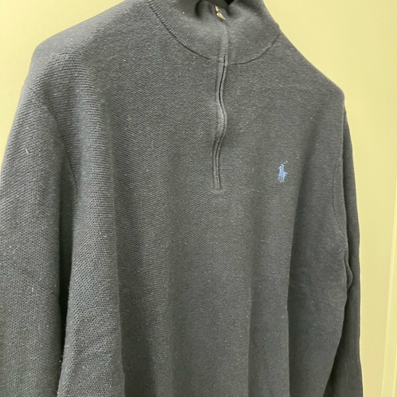 Polo by Ralph Lauren Size XL, 1/4 Zip Sweater 100% Pina Cotton, GUC. Navy Blue - Picture 3 of 15